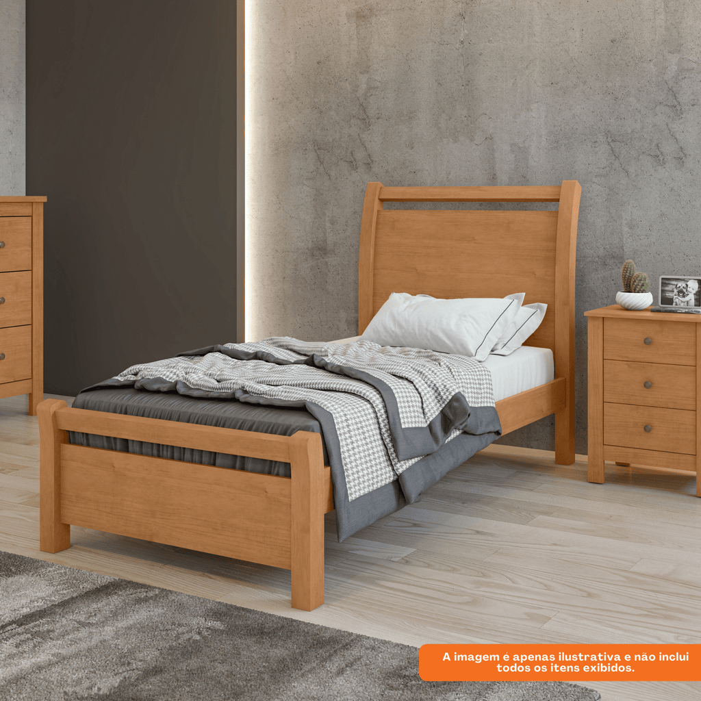 Cama Solteiro Reali Lopas Amêndoa Clean