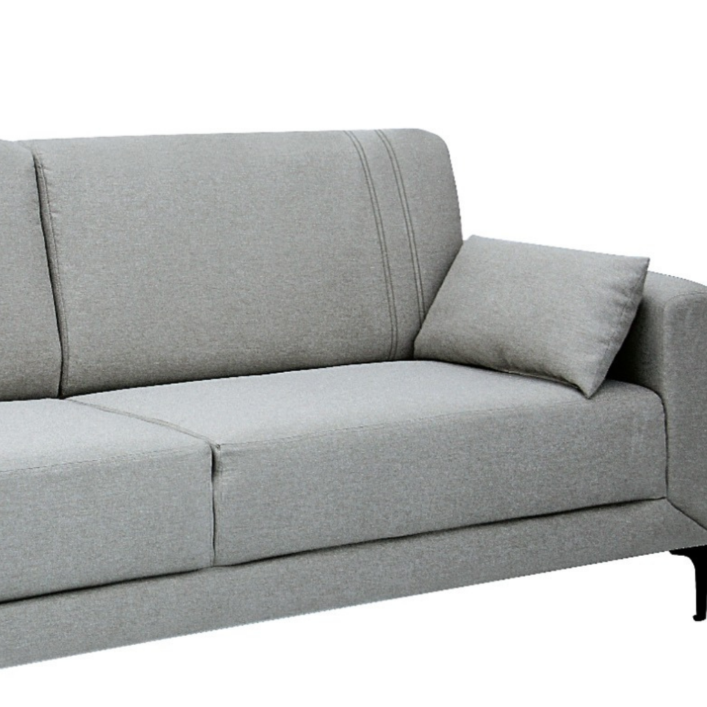 Sofá Agra 210cm Linoforte 2 Assentos Pé em Metal Linho Cinza