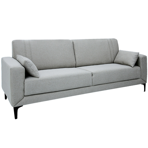 Sofá Agra 210cm Linoforte 2 Assentos Pé em Metal Linho Cinza