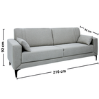Sofá Agra 210cm Linoforte 2 Assentos Pé em Metal Linho Cinza