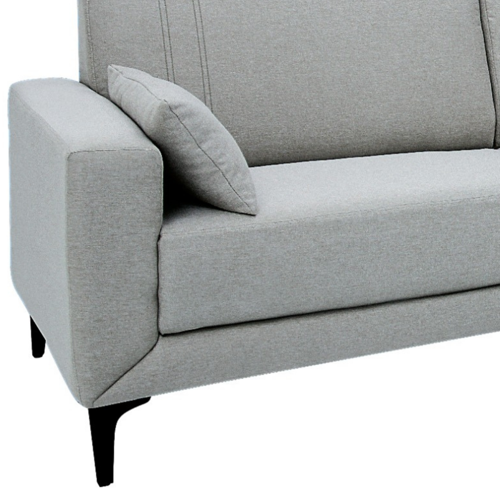 Sofá Agra 210cm Linoforte 2 Assentos Pé em Metal Linho Cinza