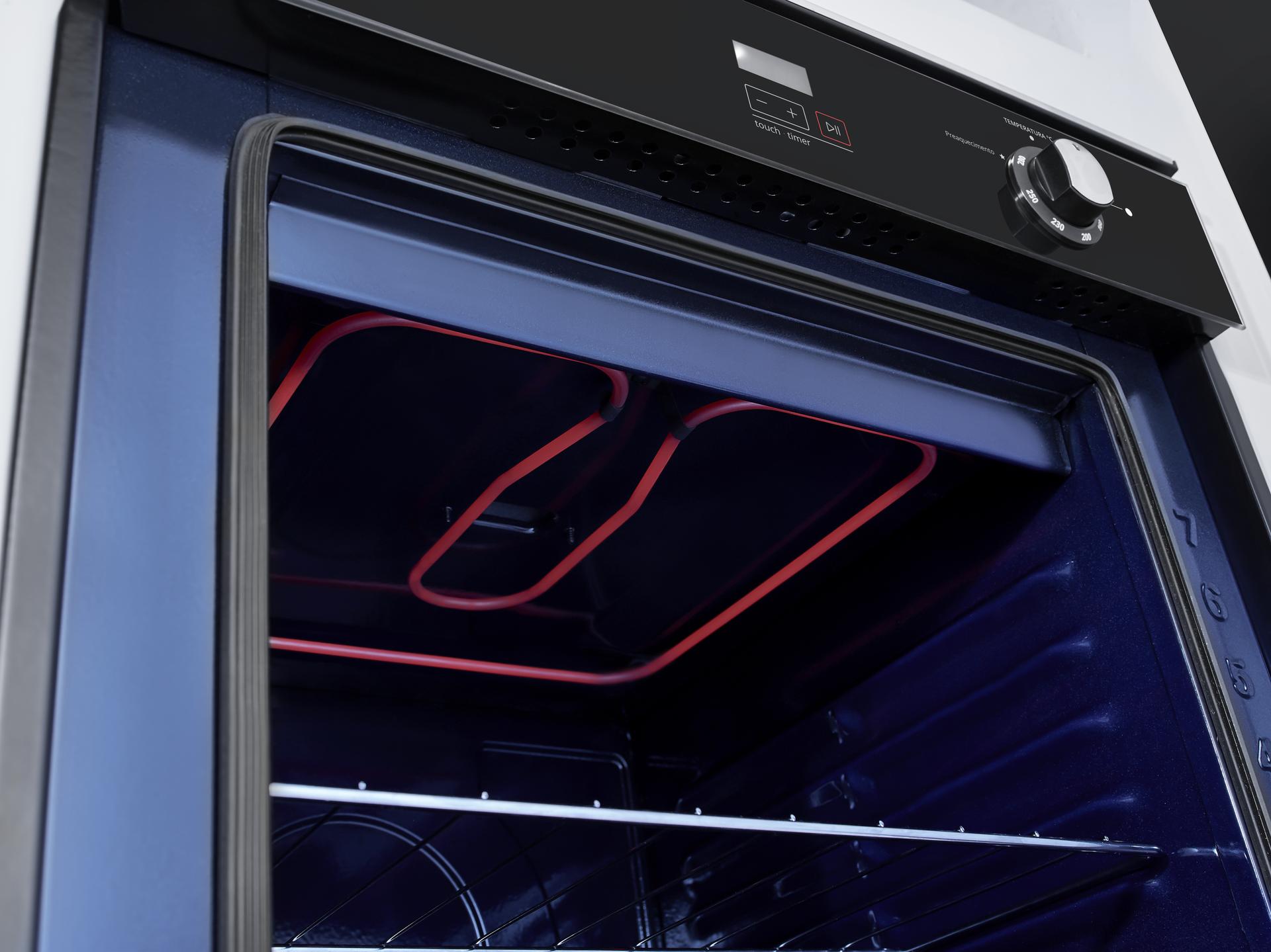 Forno de Embutir a Gás Brastemp 78L BOA84AE com Grill Timer Touch Preto 220V