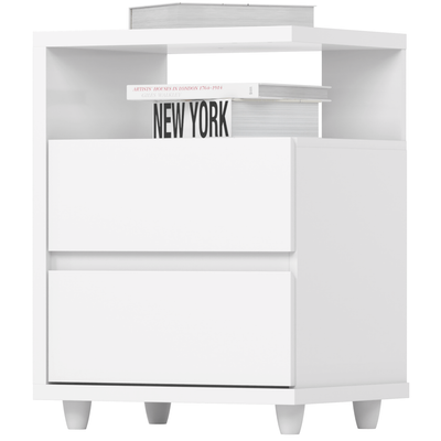 Mesa de Cabeceira Campeche Henn 2 Gavetas Branco