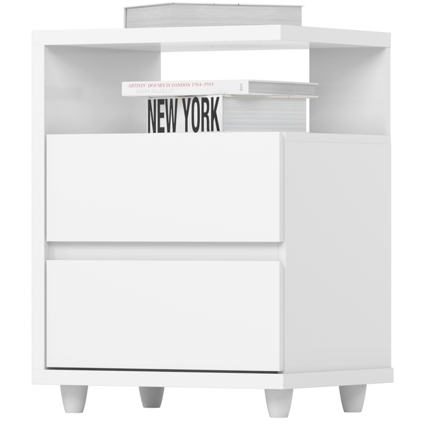 Mesa de Cabeceira Campeche Henn 2 Gavetas Branco