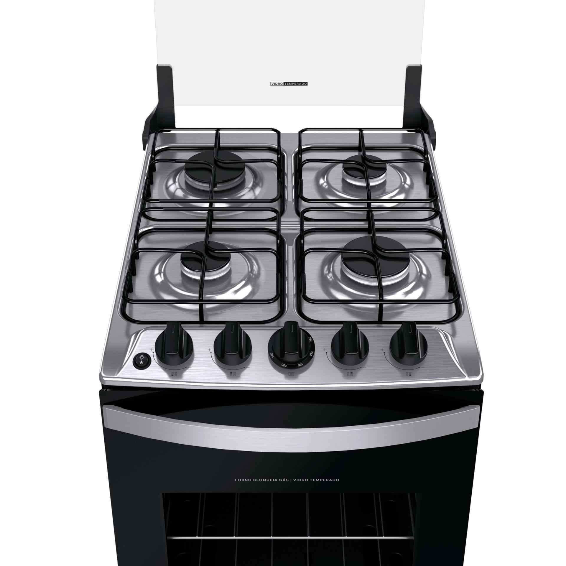 Fogão 4 Bocas Brastemp BFO4NBB Piso Duas Prateleiras com Alturas Ajustáveis Branco Bivolt