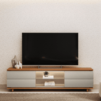 Rack Córdoba Linea 218cm 2 Portas com Led Canela e Gris Fosco