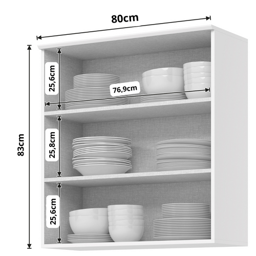 Armário Aéreo de Cozinha Americana Henn 100% MDF 2 Portas 80cm Branco HP