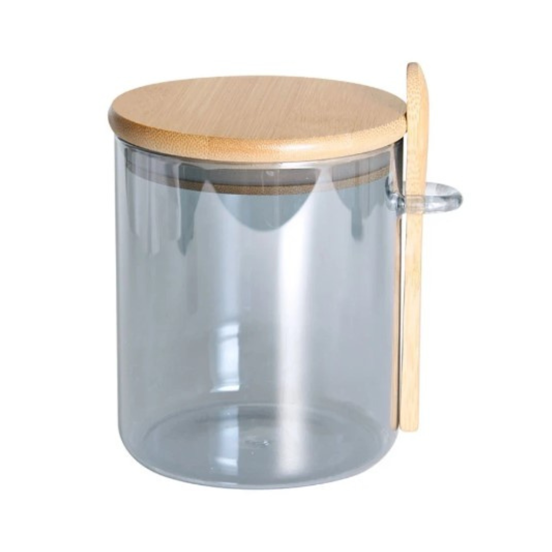 Porta Mantimento Full-Fit com Tampa e Colher em Bambu 700ml Cinza
