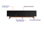 Rack Província Flynt 184cm 3 Portas Preto e Natural