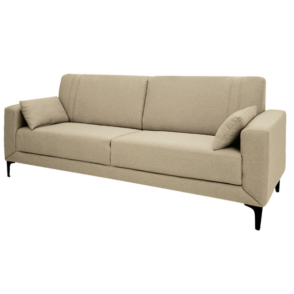 Sofá Agra 210cm Linoforte 2 Assentos Pé em Metal Linho Bege