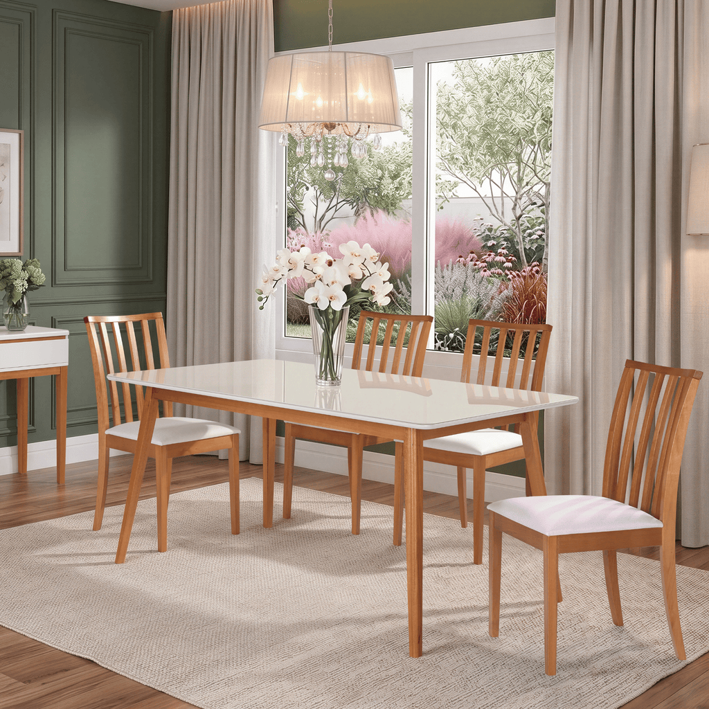 Mesa Retangular Melissa Artsoli 120x80cm Tampo de Vidro Off White