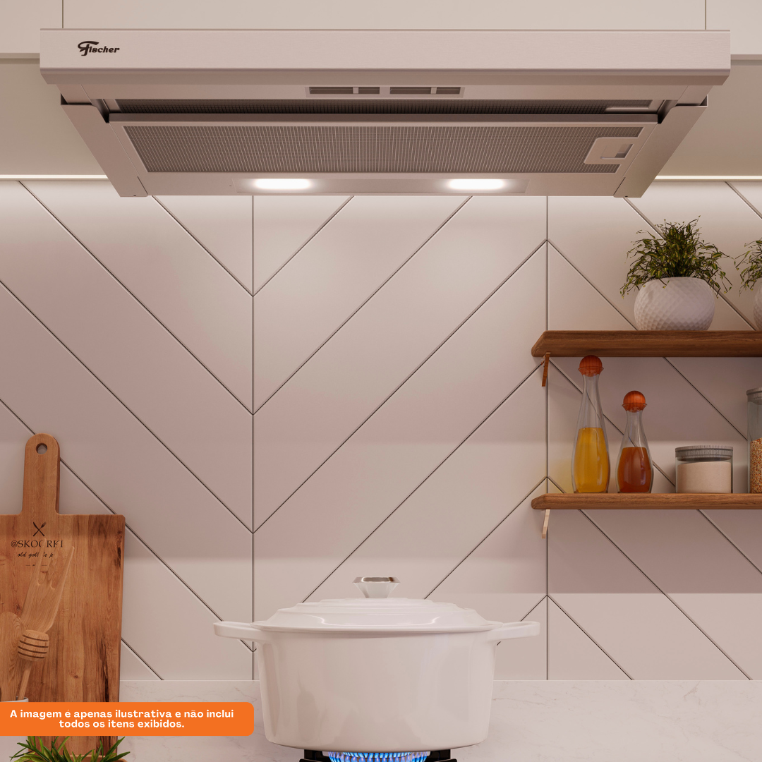 Depurador de Ar de Embutir Fischer Slim 60cm de Embutir Inox/Branco 220V