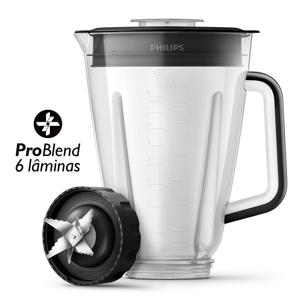 Liquidificador Philips Walita 2L Série 5000 1200W RI2242 Preto/Inox 220V