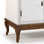 Balcão Buffet Rústico Linz com Pés Luiz XV 132cm 3 Portas 2 Gavetas Branco e Imbuia