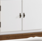 Balcão Buffet Rústico Linz com Pés Luiz XV 132cm 3 Portas 2 Gavetas Branco e Imbuia