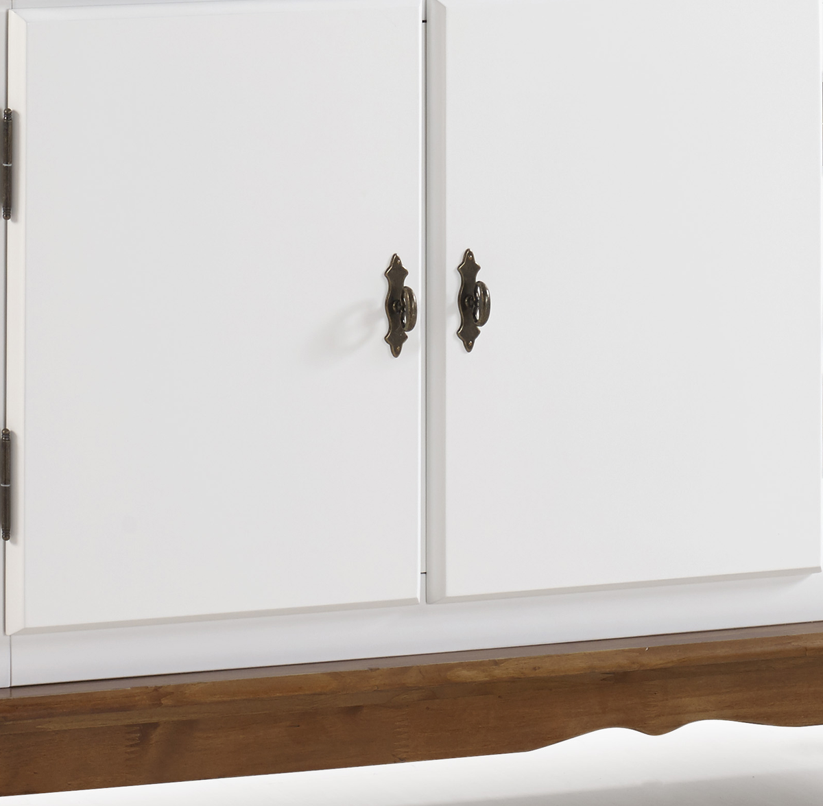 Balcão Buffet Rústico Linz com Pés Luiz XV 132cm 3 Portas 2 Gavetas Branco e Imbuia