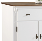 Balcão Buffet Rústico Linz com Pés Luiz XV 132cm 3 Portas 2 Gavetas Branco e Imbuia