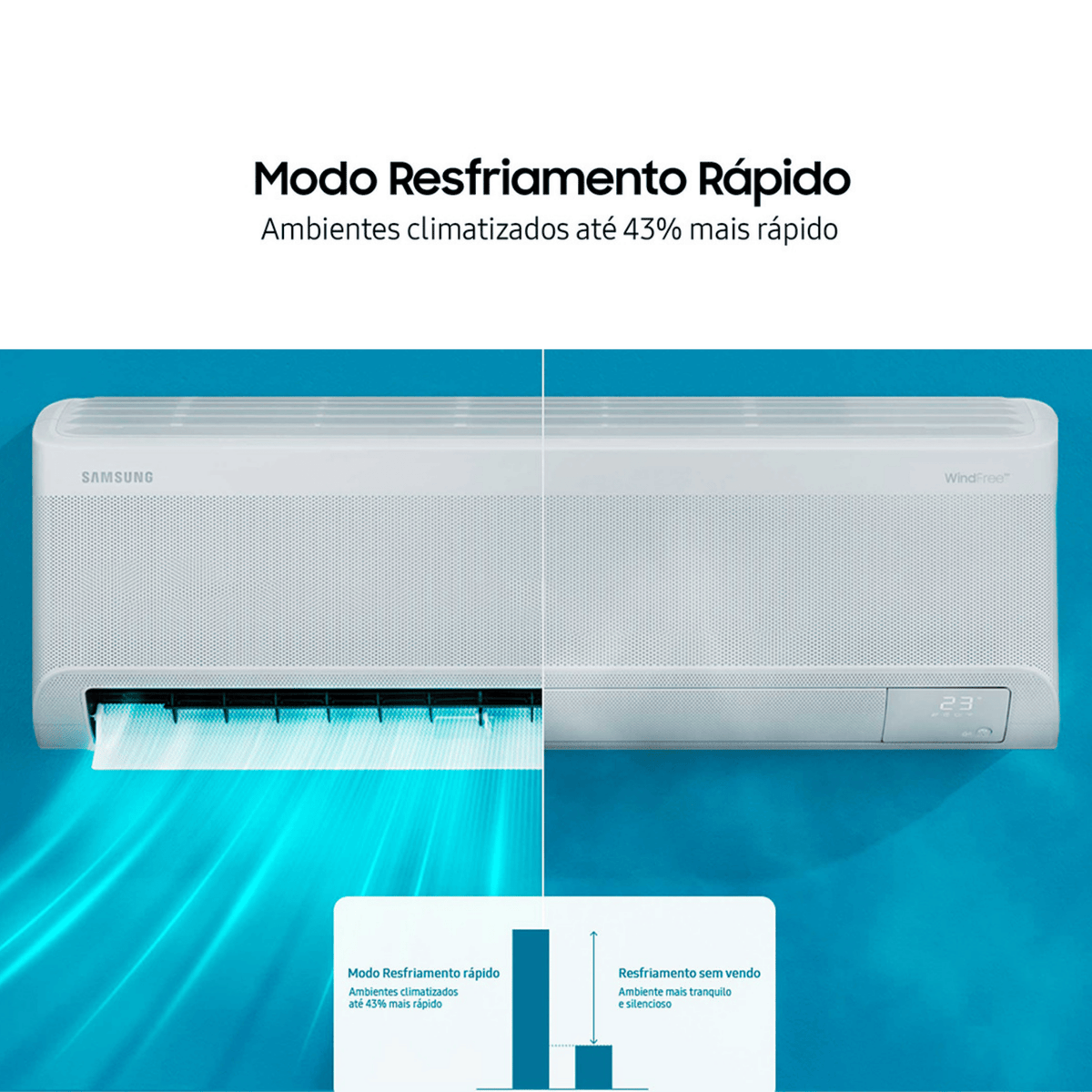 Ar-Condicionado Split Inverter Samsung 24000 BTUs WindFree AI Wi-fi Frio Branco 220V