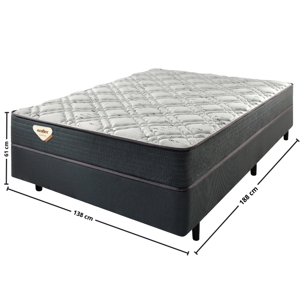 Conjunto Cama Box Adapto Casal Ecoflex 138x188x61cm Molas Ensacadas Wide