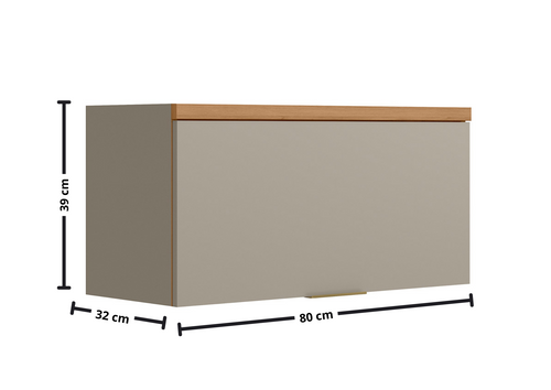 Armário Aéreo de Cozinha Linea Allure 80cm 1 Porta basculante Jequitiba e Gris