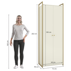 Armário Industrial Closet LI052 Kappesberg 72cm 2 Portas Off White e Dourado
