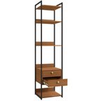 Armário Industrial Closet LI050 Kappesberg 48cm 5 Prateleiras 2 Gavetas Canela e Preto Fosco