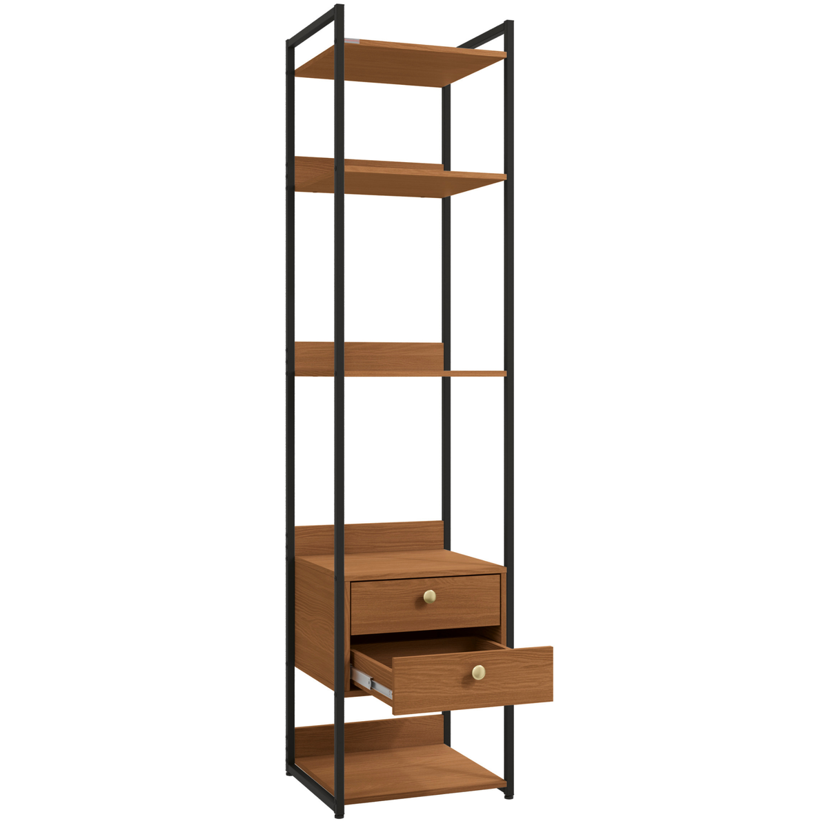 Armário Industrial Closet LI050 Kappesberg 48cm 5 Prateleiras 2 Gavetas Canela e Preto Fosco