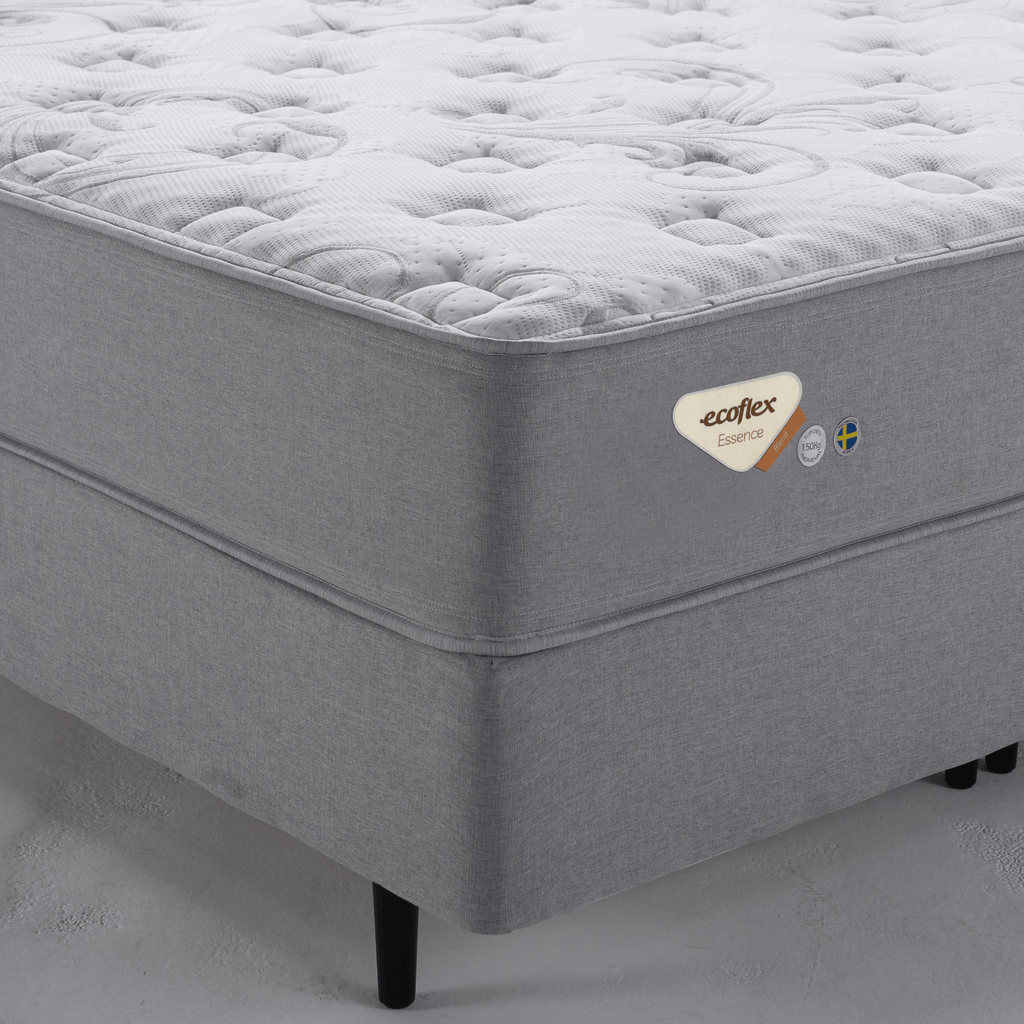 Conjunto Cama Box Blend Casal Ecoflex 128x188x56cm Molas Ensacadas Wide PZ3 Prata