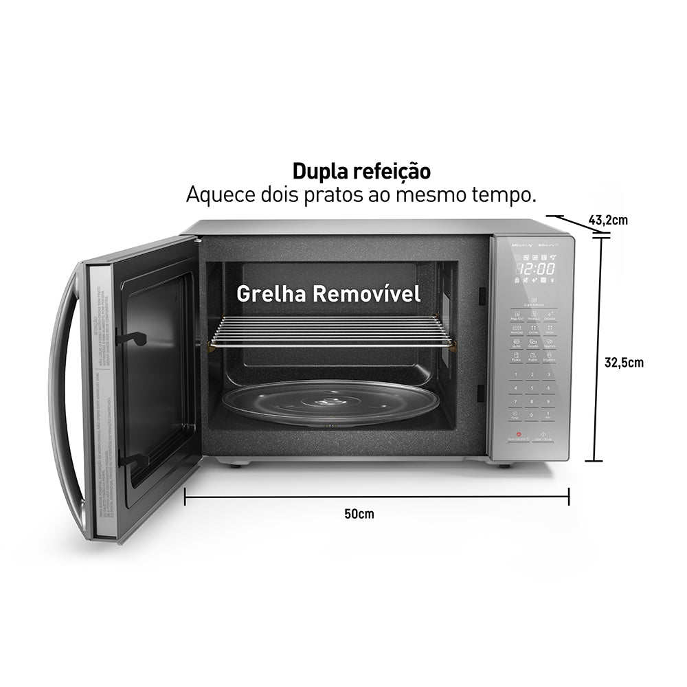 Micro-ondas Panasonic 34L Antiaderente Função Pega Fácil Inox 220V