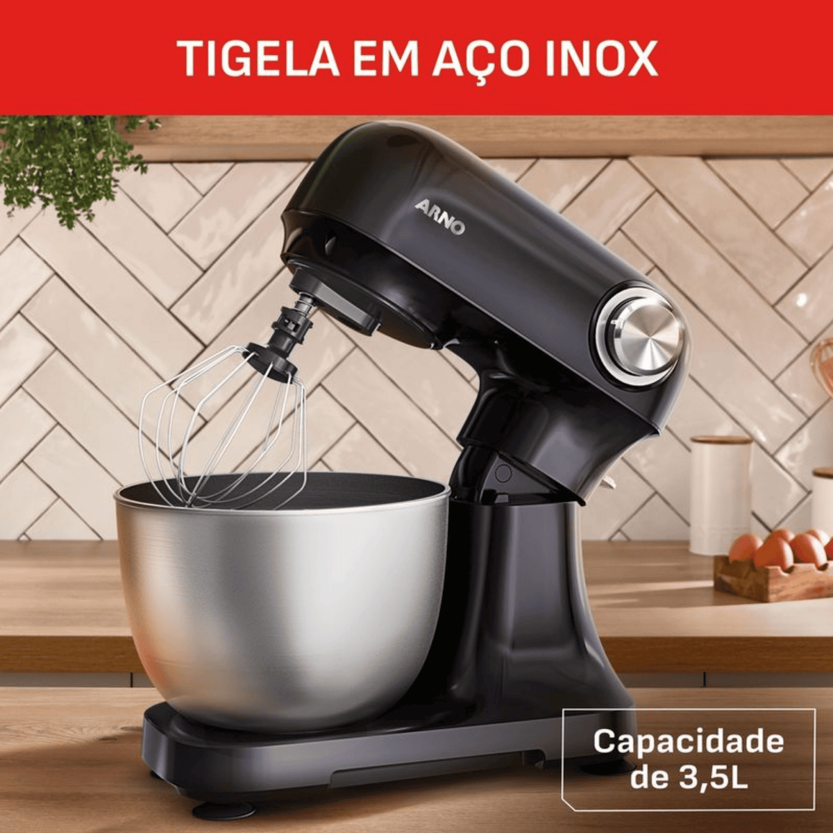Batedeira Planetária Arno Bake Easy KM10 12 Velocidades 500W Preto 220V