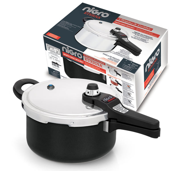 Panela de Pressão Antiaderente Eterna Nigro 4,5L Preto