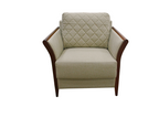 Poltrona Atualle Molufan Estofada Braço de Madeira Linho Bege