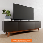 Rack Província Flynt 184cm 3 Portas Preto e Natural
