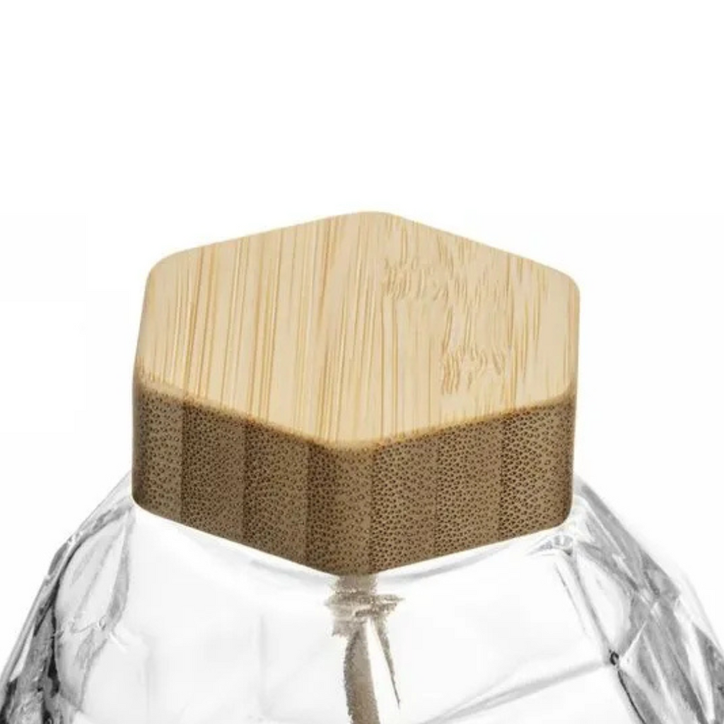 Meleira de Vidro com Pegador e Tampa de Bambu 200ml