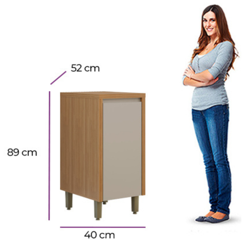 Armário Balcão de Cozinha Allure Linea 100% MDF 40cm Jequitibá e Gris