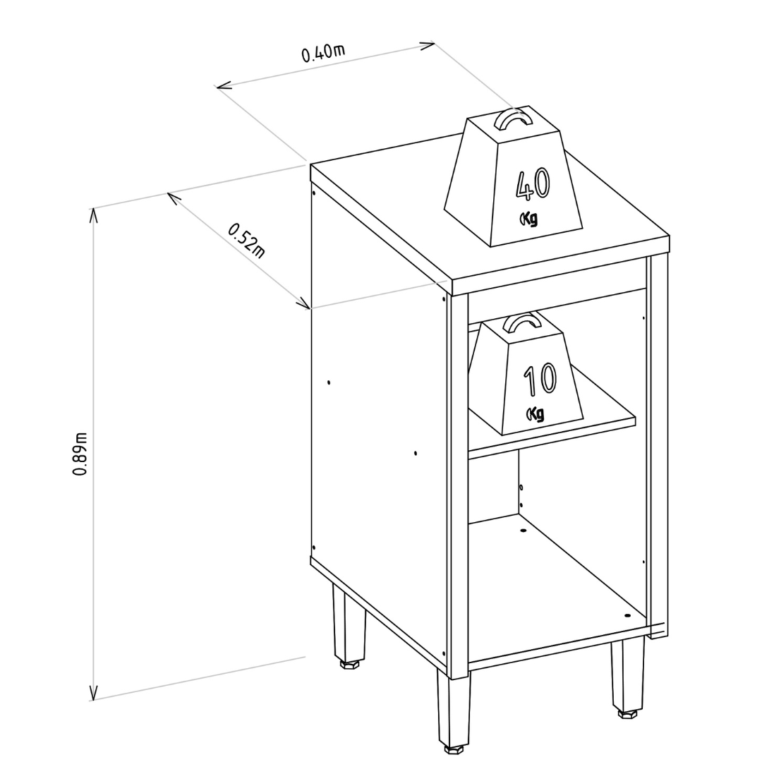 Armário Balcão de Cozinha Allure Linea 100% MDF 40cm Jequitibá e Gris
