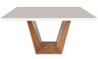 Mesa Quadrada Diamond Ferrati 150x150cm Champanhe Tampo com Vidro Off White