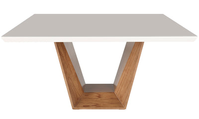 Mesa Quadrada Diamond Ferrati 150x150cm Champanhe Tampo com Vidro Off White