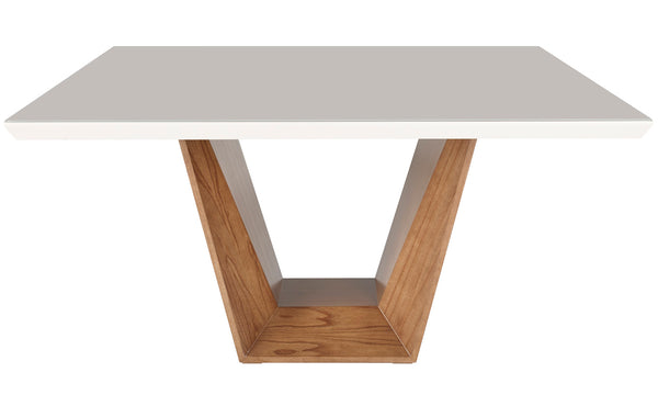Mesa Quadrada Diamond Ferrati 150x150cm Champanhe Tampo com Vidro Off White