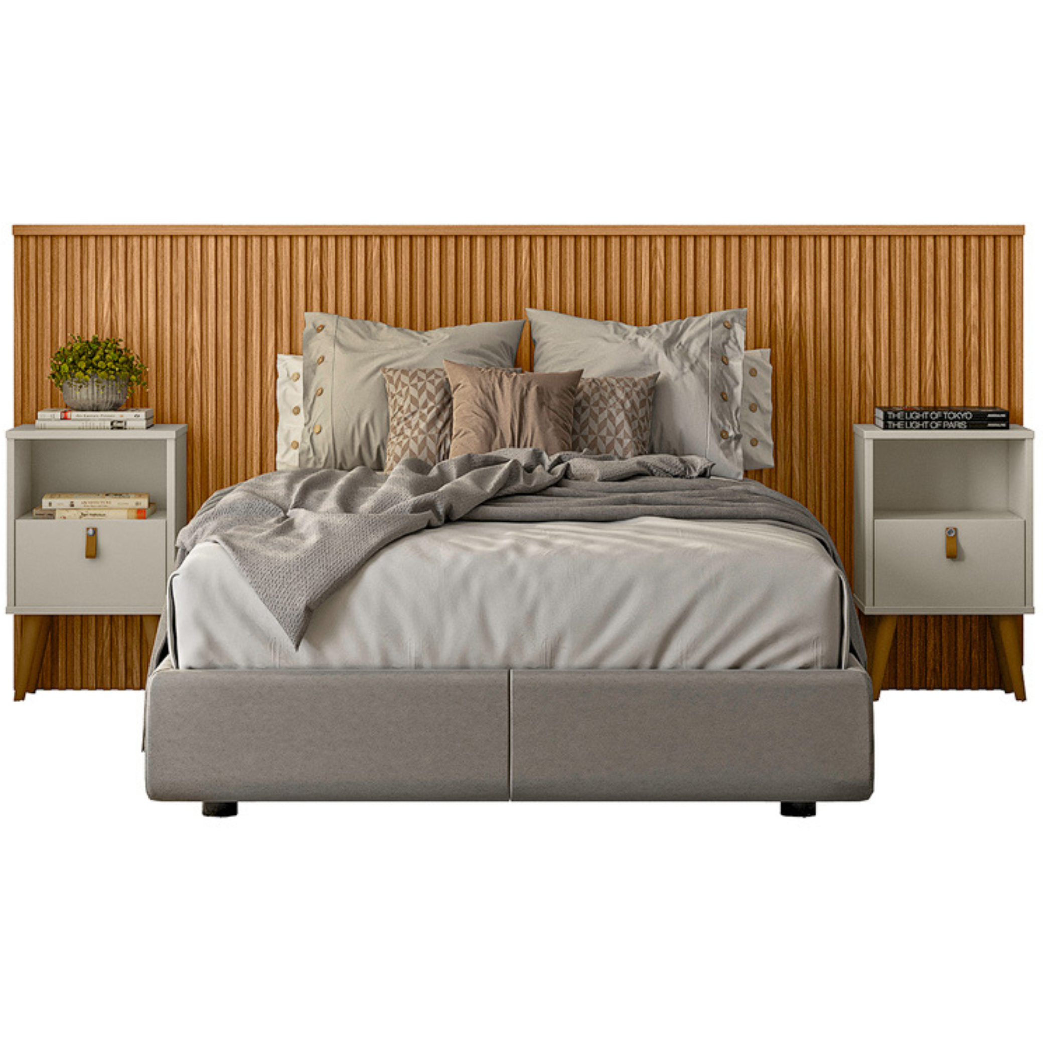Cabeceira Casal/Queen Laranjeira Linea 241cm com Kit Frame Nature