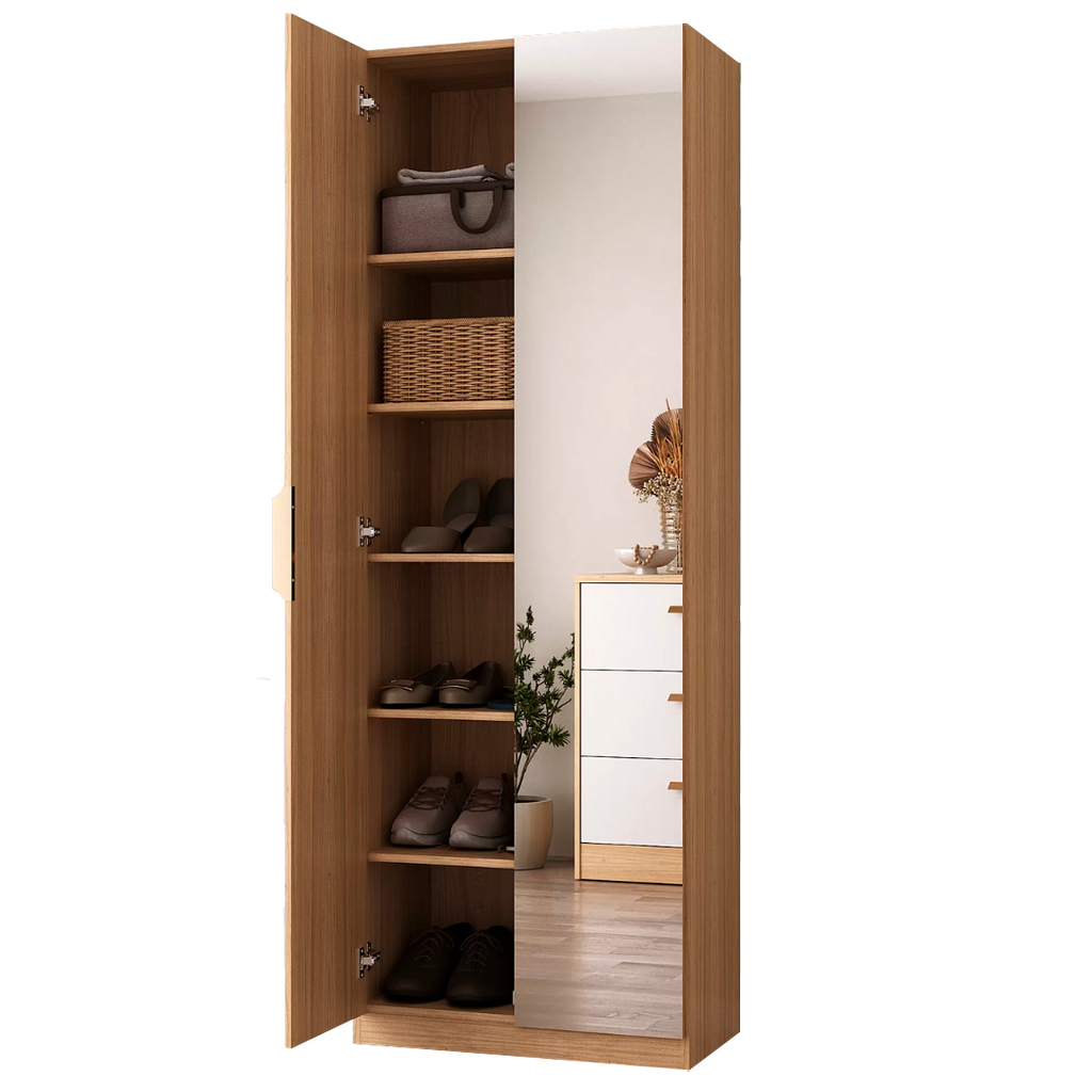 Sapateira Sublime Mambel 64x187 com 2 Portas de Espelho Olmo