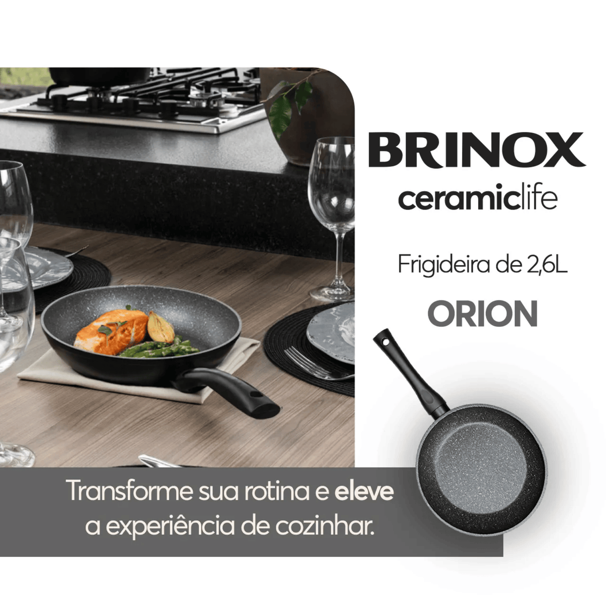 Frigideira Ceramic Life Brinox Orion Indução 28cm Preto