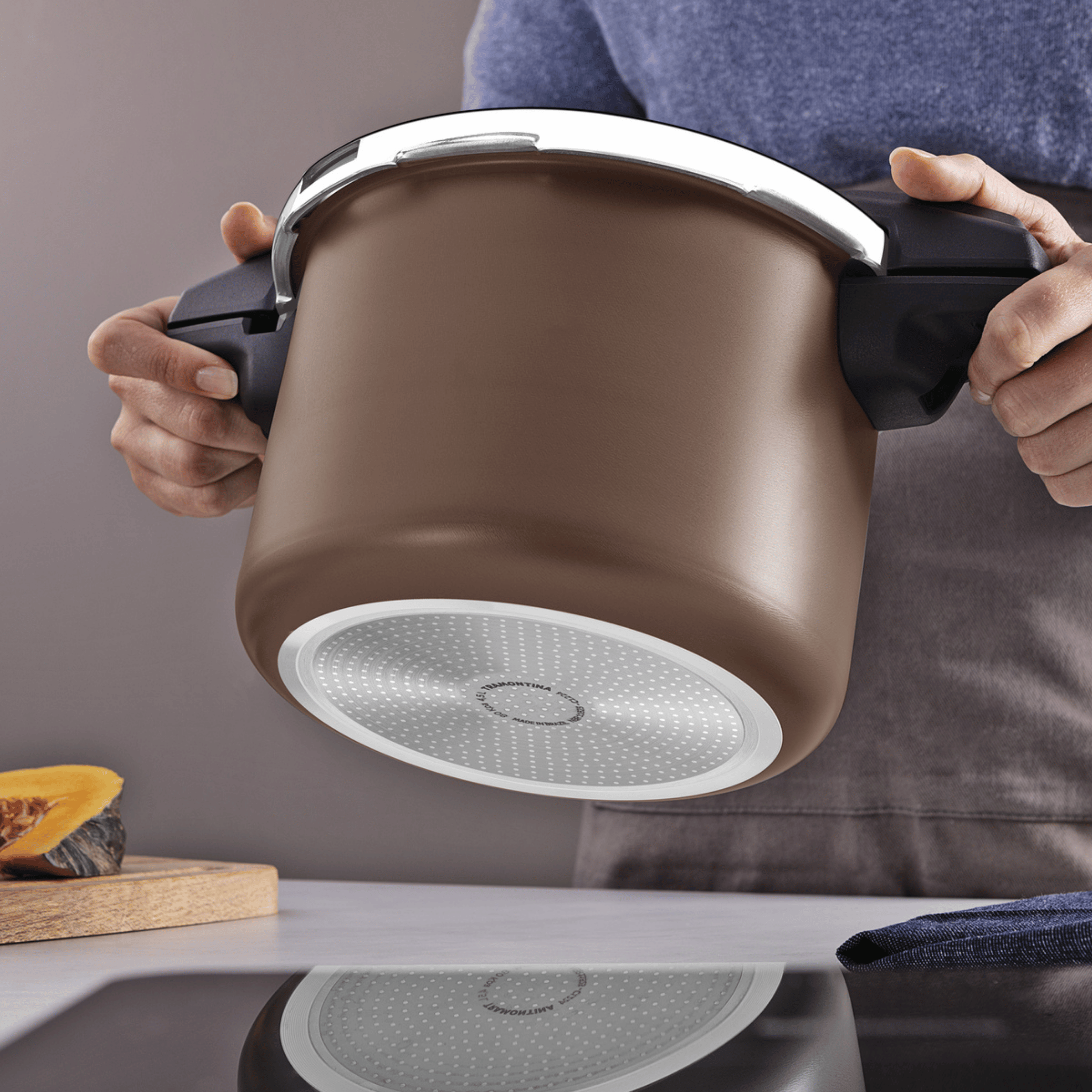 Panela de Pressão Tramontina 4,5L Arizona Indução Antiaderente Starflon Max Mocaccino