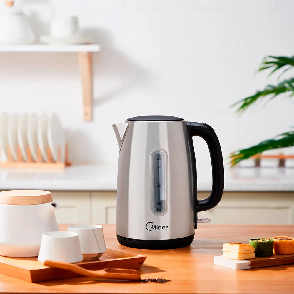 Chaleira Elétrica Midea 1,7L EKA23X2 com Visor Inox/Preto 220V