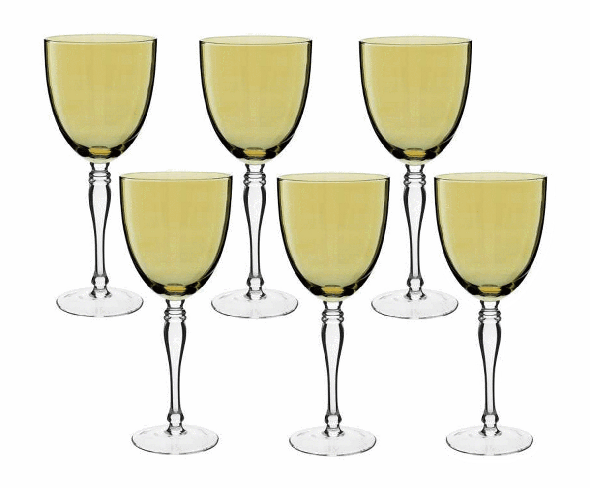 Jogo de 6 Taças GS para Água Lushe em Vidro 440ml Ambar