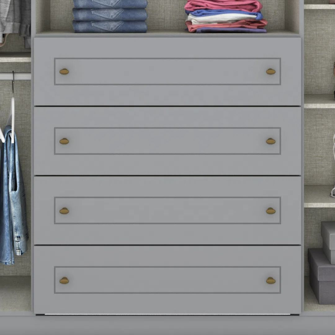 Roupeiro Americano Henn 262cm 6 Portas 4 Gavetas Cinza