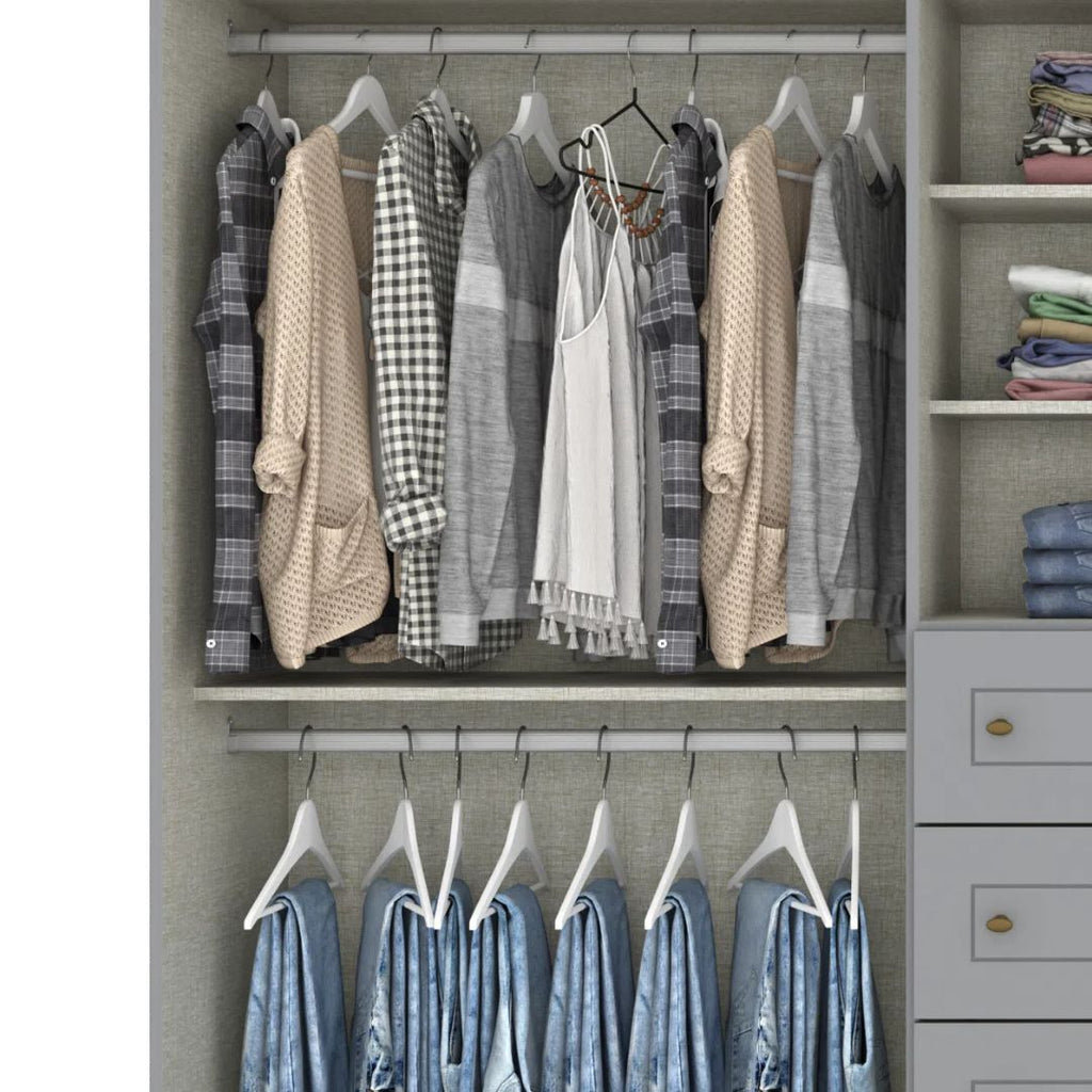 Roupeiro Americano Henn 262cm 6 Portas 4 Gavetas Cinza