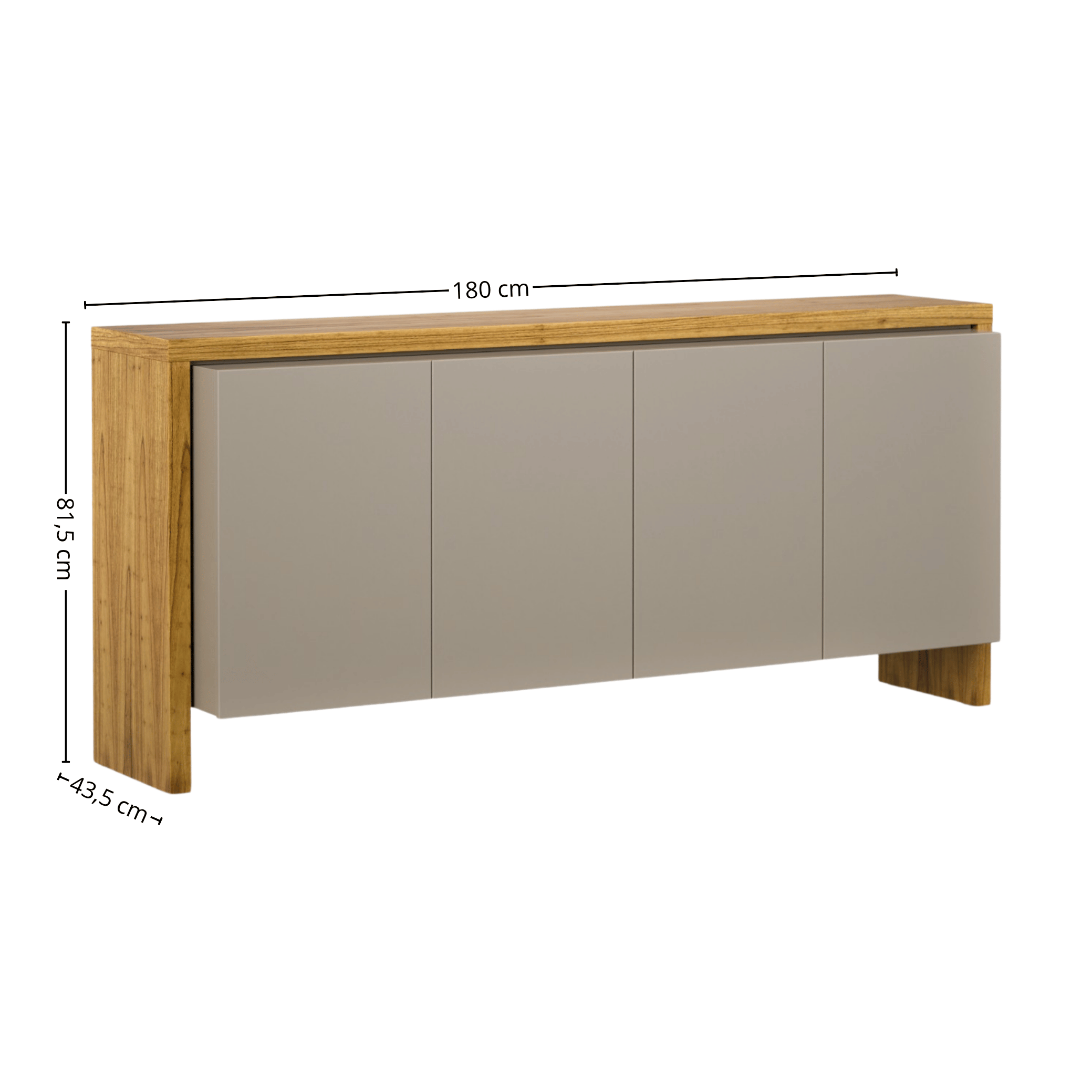 Balcão Buffet Nord Imcal 180cm 4 Portas 1 Gaveta Off White e Cinamomo