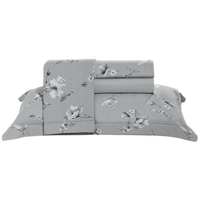 Jogo de Roupa de Cama King 4 peças Hedrons Toque de Algodão Nature