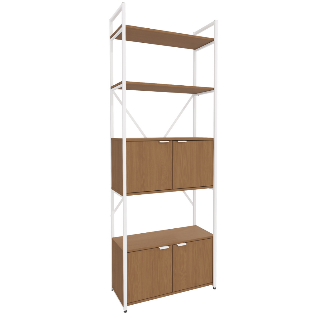 Estante Kappesberg com Portas e 3 Prateleiras LI018 Canela e Branco